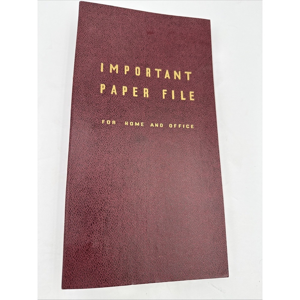 Vintage Important Paper File For Home And Office Binder Envelopes Documents